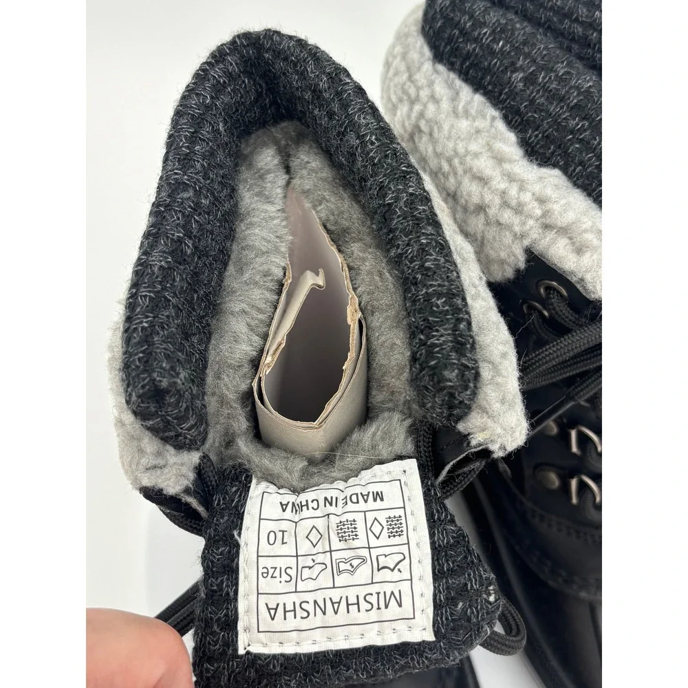 NEW Kids Snow Boots Black Faux Fur Lined Waterproof Winter Snow Shoe Toddler 10